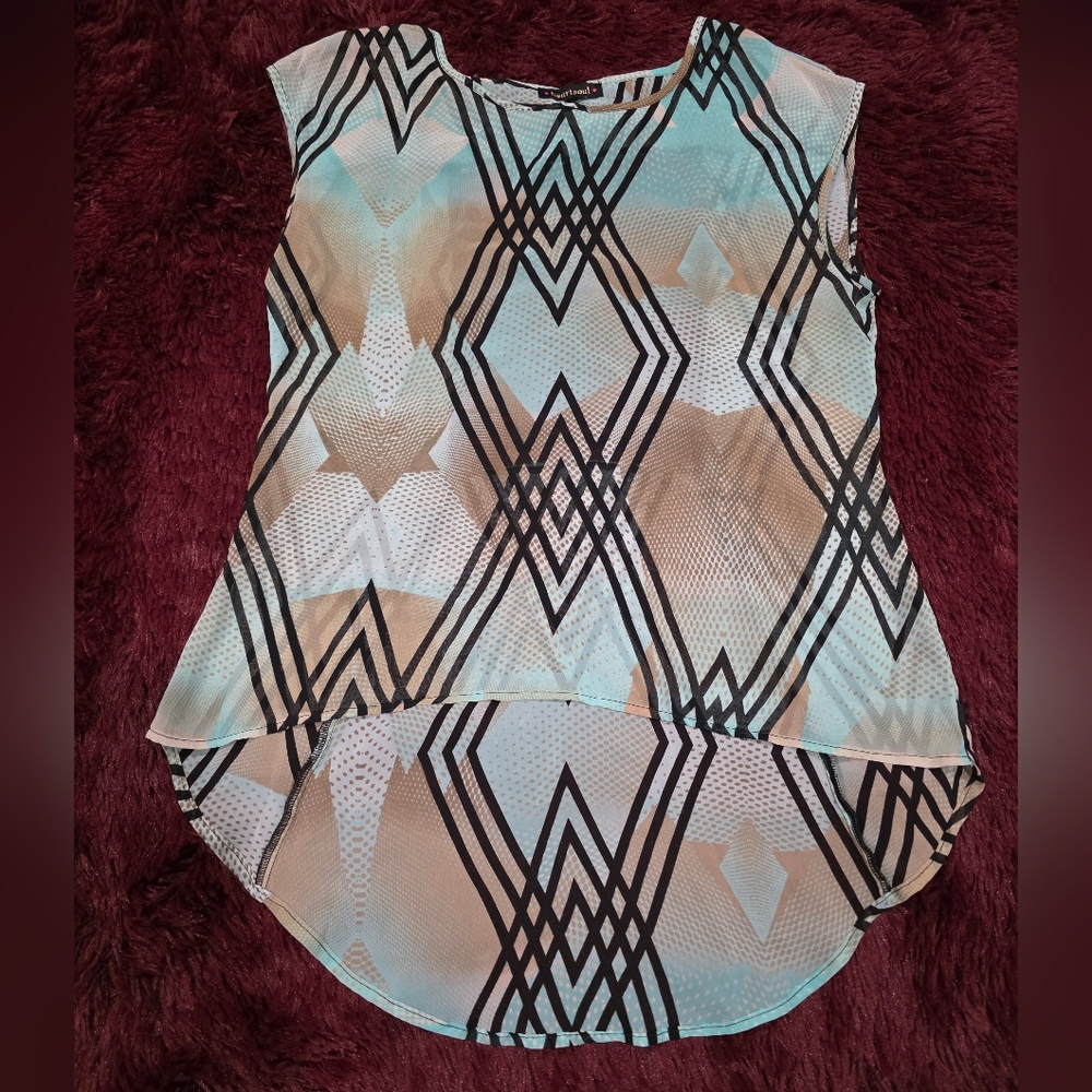 HeartSoul Black Asymmetrical Cap Sleeve Blouse
